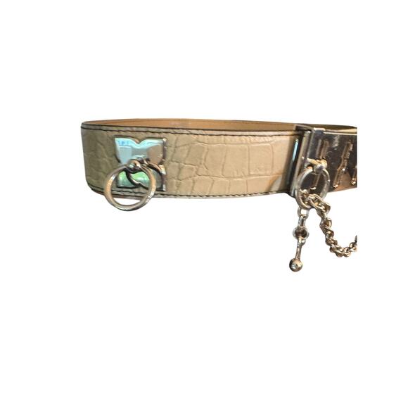 BCBGmaxazria Vegan leather Chain Toggle Tan Croc Embossed Belt Women\'s S y2k main image 13